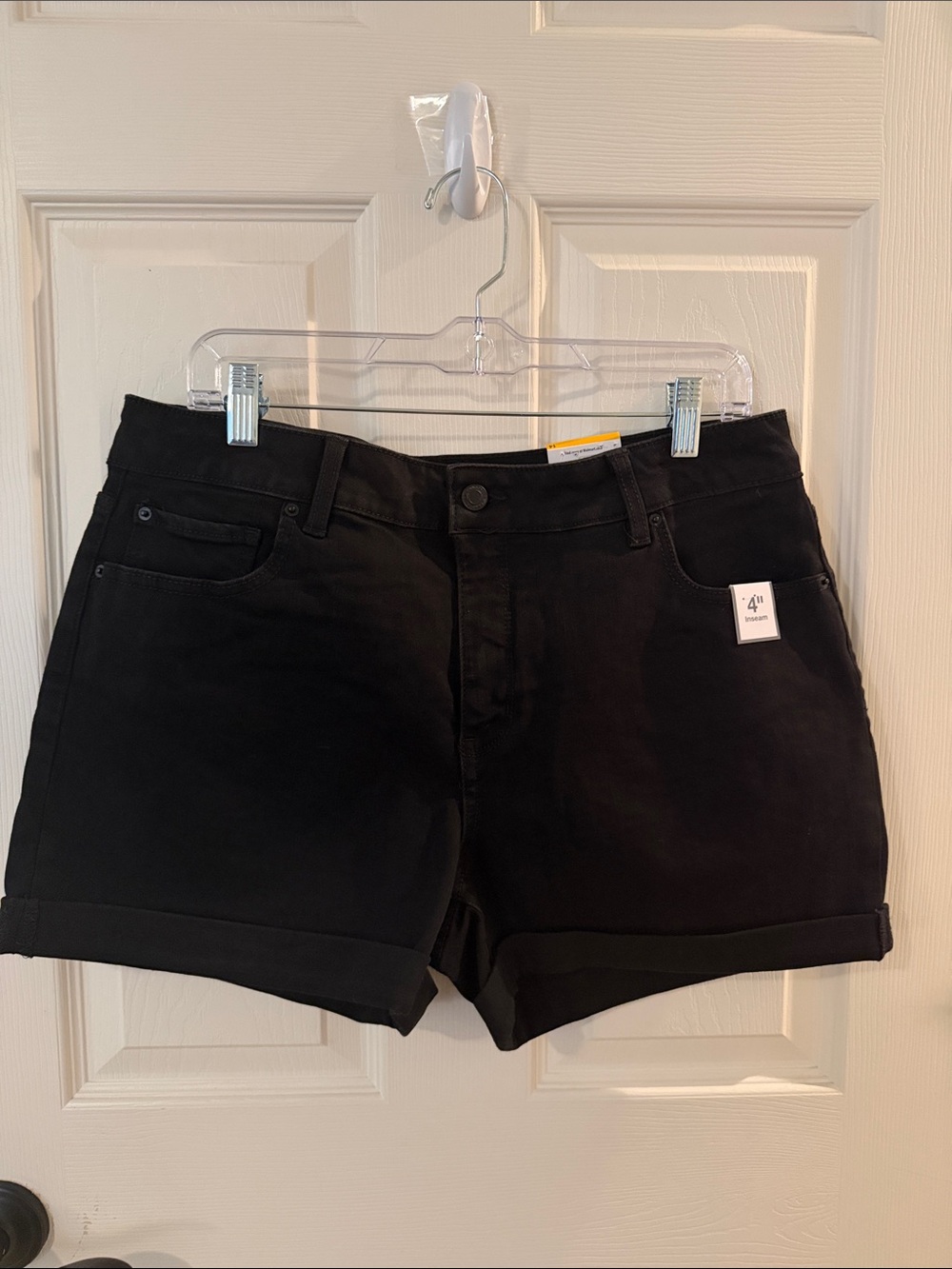 Time and Tru Black Cuffed Jean Shorts